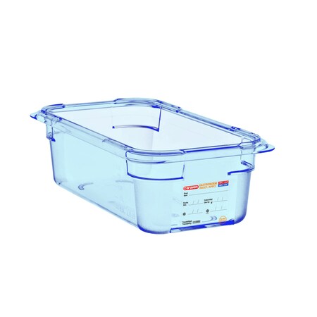 Araven FOOD PAN BPA-FREE GN1/4, 2.7qt BLUE TRANSPARENT, 10 3/8" X 6 3/8" X 4" 07817